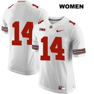 Women's NCAA Ohio State Buckeyes K.J. Hill #14 College Stitched No Name Authentic Nike White Football Jersey CP20N52DB